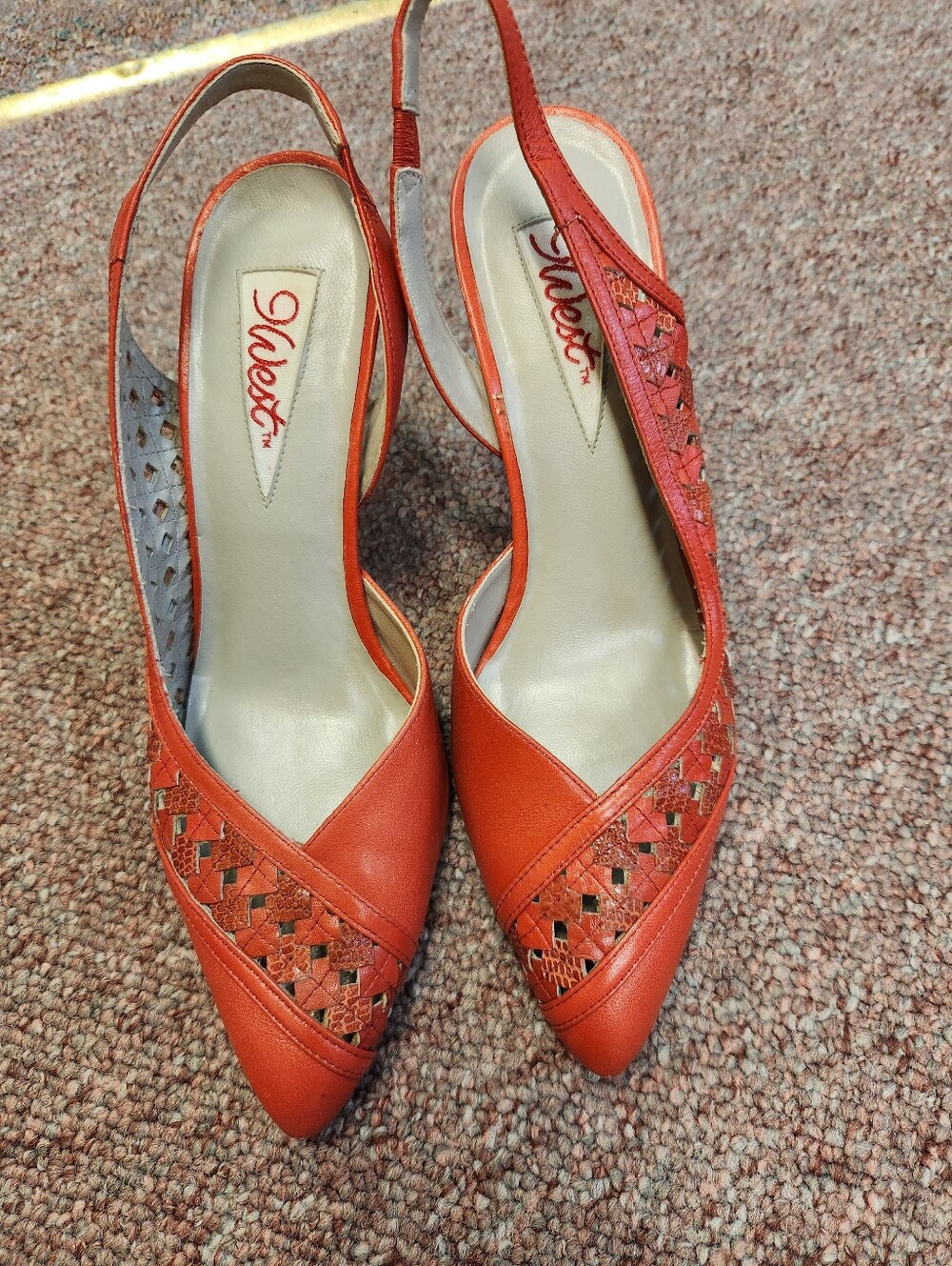Women's Orange Pointed-Toe Slingback Heels